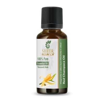 Sheer Essence Essential Oil, Pure Natural Aromatherapy Oil for Diffuser, Massage, Skin, Home Use, 1 fl oz (Red Champaca)