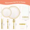 AIRE Pink Gold Plastic Plates Set, 350PCS Disposable Tableware for 50 view 2