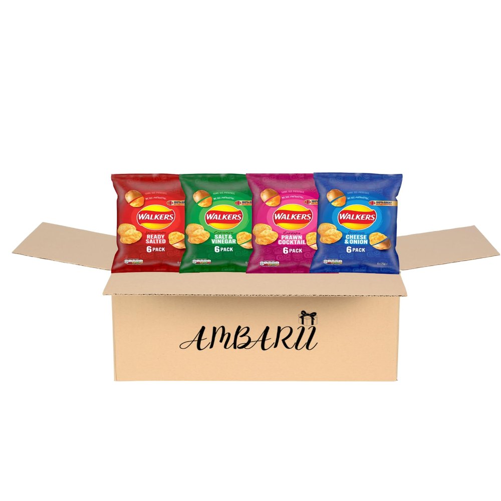 AMBARII Walkers Crisps Variety Pack, Potato Chips Snack, 24 Count, potato chips