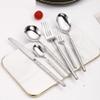 Cutlery Set Unique Round Handle Kitchen Stainless Steel Silverware Tableware Flatware Cutlery Set Steak Knife Fork Spoon Teaspoon (Gold,5 pieces)(Silver,3 pieces) view 3