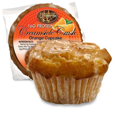 High Protein Fat Free Creamsicle Crush Orange Cupcake