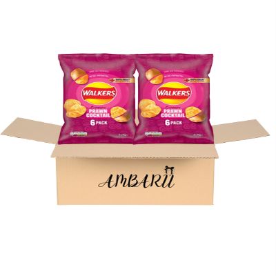 AMBARII Prawn Cocktail Flavored Potato Crisps, 6 Pack of 25g Bags, Pack of 2