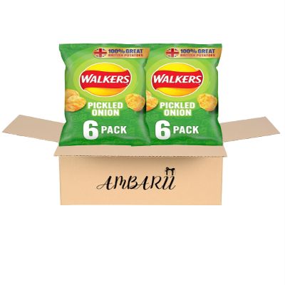 AMBARII Walkers Pickle Onion Flavored Potato Crisps, 25g Bags, 12 Count Multipack