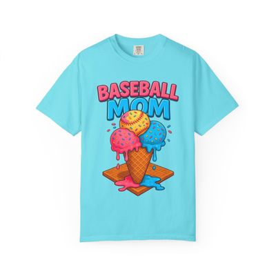 Baseball Mom's Sweet Treat Comfort Colors Lagoon Blue