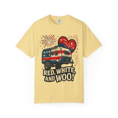 Patriotic Camper Adventure: American Road Trip Celebration Comfort Colors T-Shirt Butter