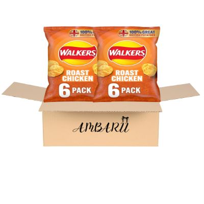 AMBARII Walkers Roast Chicken Flavored Potato Crisps, 25g Bags, 12 Count Multi-Pack
