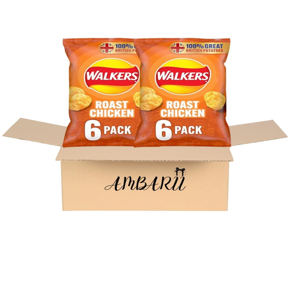 AMBARII Walkers Roast Chicken Flavored Potato Crisps, 25g Bags, 12 Count Multi-Pack