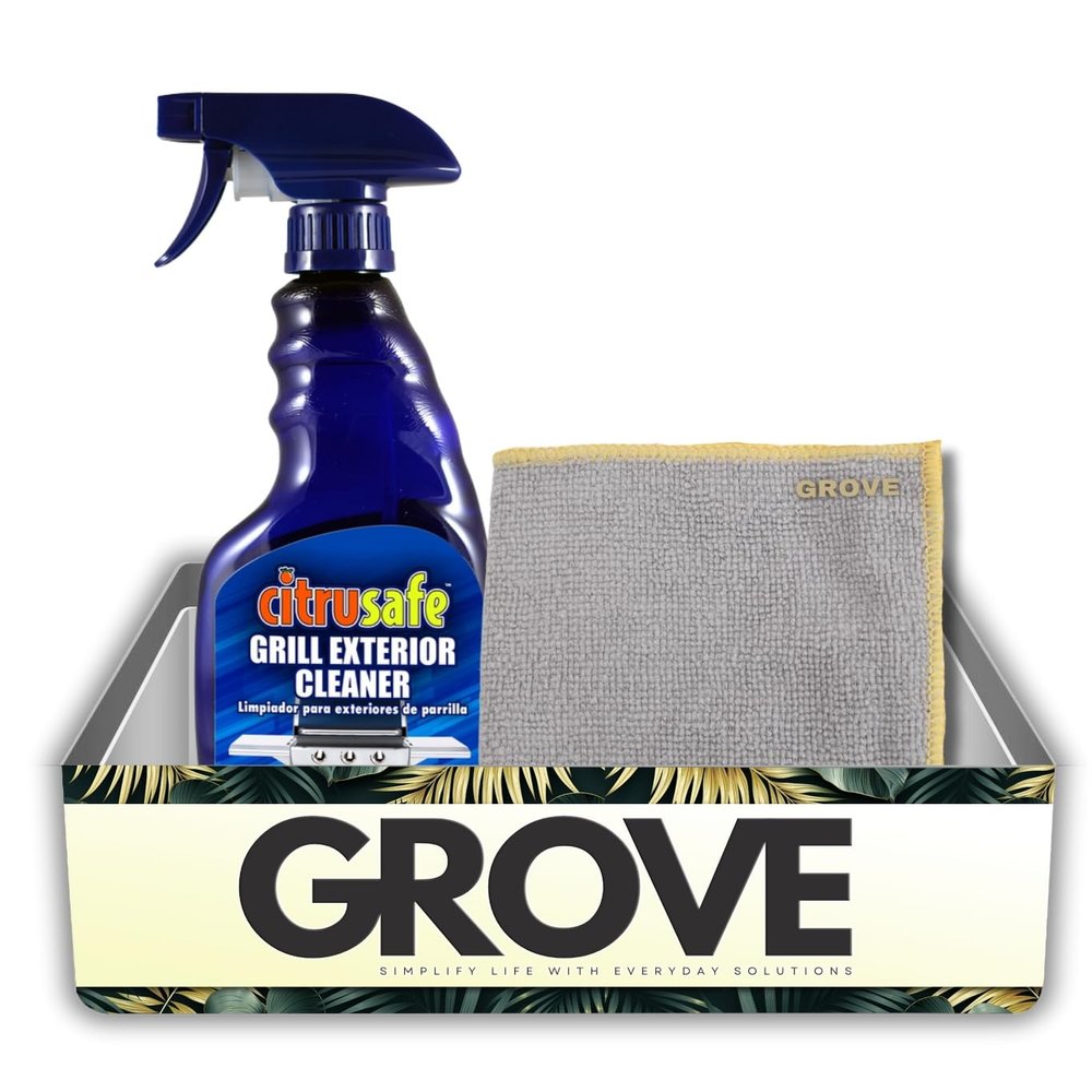 Citrusafe Grill Cleaner 16 oz Liquid Bundle with Microfiber Towel Removes Grease, Grime, and Outdoor Stains from BBQ Grill Surfaces Without Streaking Gift Set (2 Items)