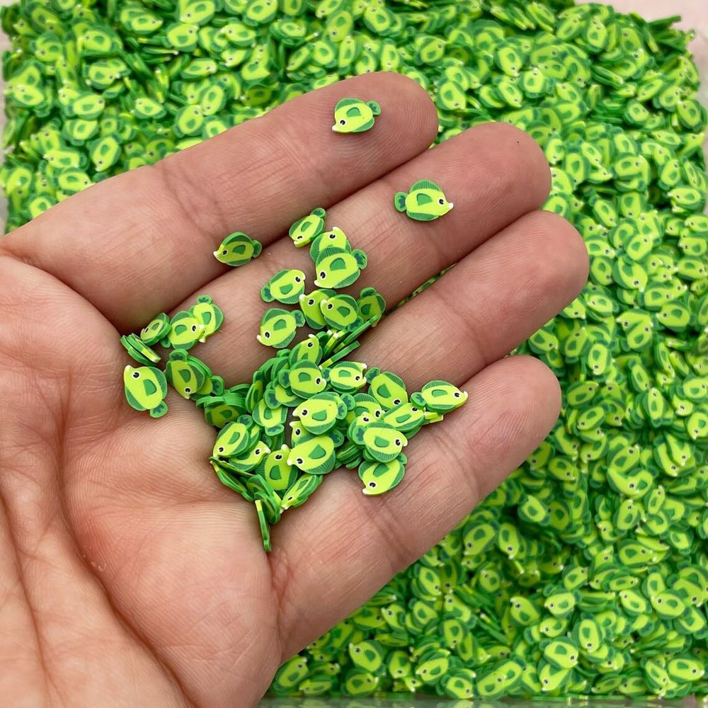 Green Tropical Fish Polymer Clay Slices, Nail Art Slices, Faux Sprinkles, Exotic Aquarium Fish rdnqu (Bag: 15 Grams)