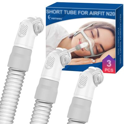 3 Packs Replacement Short Tube for Airfit N20 & Airtouch N20, Features Triple 360 Swivel & Quick-Release Technology for N20 CPAP Mask, Replacement CPAP Hose Tubing with Leak-Free Seal & Smart Quiet