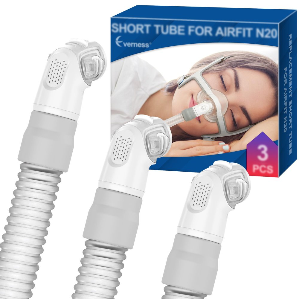 3 Packs Replacement Short Tube for Airfit N20 & Airtouch N20, Features Triple 360 Swivel & Quick-Release Technology for N20 CPAP Mask, Replacement CPAP Hose Tubing with Leak-Free Seal & Smart Quiet