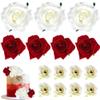 10 Pack Red Rose Flower Cake Toppers Artificial Flower Heads Cake Picks Fake Flowers Cupcake Decoration for Baby Shower Women Girls Birthday Wedding Valentine's Day Celebration Boho Party Supplies view 1
