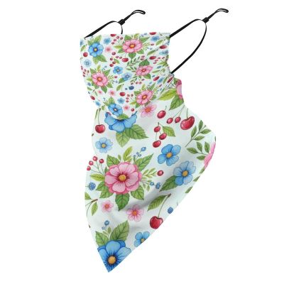 Meaudiwes Women's Reusable Triangle Scarf Face Cover Scarf Ear Loop Bandana UV Sun Protection And Dust Prevention Floral Flowers