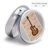 Musical Guitar Print Pill Box - 3 Compartment Travel Pill Organizer with Small Mirror, Portable Pillcase for Pocket & Purse, Cute Round Medicine Case, Weekly Medicine Container view 2