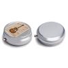 Musical Guitar Print Pill Box - 3 Compartment Travel Pill Organizer with Small Mirror, Portable Pillcase for Pocket & Purse, Cute Round Medicine Case, Weekly Medicine Container view 3