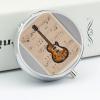 Musical Guitar Print Pill Box - 3 Compartment Travel Pill Organizer with Small Mirror, Portable Pillcase for Pocket & Purse, Cute Round Medicine Case, Weekly Medicine Container view 4