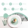 LCCFHTI 100 Count 6 Inch Transparent Green Plastic Plates, Heavy Duty Disposable Dessert Salad Plate, Round Fancy Appetizer Plates for Wedding, Party view 3