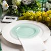 LCCFHTI 100 Count 6 Inch Transparent Green Plastic Plates, Heavy Duty Disposable Dessert Salad Plate, Round Fancy Appetizer Plates for Wedding, Party view 4