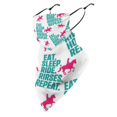 Meaudiwes Women's Face Cover Scarf Reusable Triangle Scarf Ear Loop Bandana UV Sun Protection And Dust Prevention Eat Sleep Ride Horses Repeat