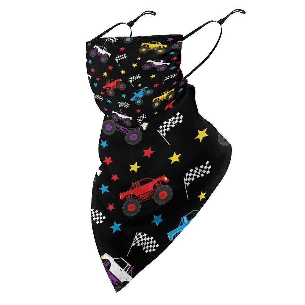 Meaudiwes Women's Face Cover Scarf Reusable Triangle Scarf Ear Loop Bandana UV Sun Protection And Dust Prevention Race Monster Truck