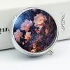 Night Flowers Pill Box - 3 Compartment Travel Pill Organizer with Small Mirror, Portable Pillcase for Pocket & Purse, Cute Round Medicine Case, Weekly Medicine Container view 4