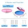2 Pack Retainer Case with Mirror Kits, Aligner Case Compatible with Invisalign, Slim Night Guard Cases with Aligner Removal Tool, Brush and Chew,Pink view 4