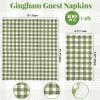 100Pcs Sagegreen Gingham Napkins Disposable - 3-PLY Christmas Paper Napkins Plaid Dinner Scalloped Napkin for Xmas Bathroom Picnic BBQ Bridal Shower Birthday Wedding Party Supplies 13"x15.8" view 2