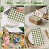100Pcs Sagegreen Gingham Napkins Disposable - 3-PLY Christmas Paper Napkins Plaid Dinner Scalloped Napkin for Xmas Bathroom Picnic BBQ Bridal Shower Birthday Wedding Party Supplies 13"x15.8" view 4