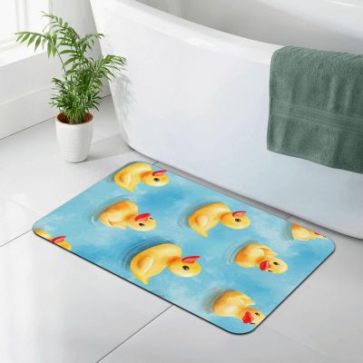 haigof Yellow Rubber Duckies Diatomaceous Earth Non Slip Floor Mat Bathroom Kitchen Doormat 15.7X23.6In