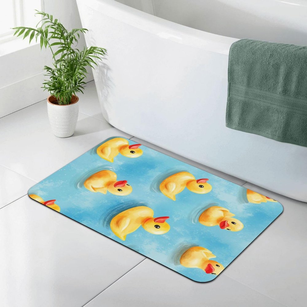 haigof Yellow Rubber Duckies Diatomaceous Earth Non Slip Floor Mat Bathroom Kitchen Doormat 15.7X23.6In