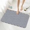 haigof Glitter Grey and White Wavy Stripes Diatomaceous Earth Non Slip Floor Mat Bathroom Kitchen Doormat 15.7X23.6In view 2