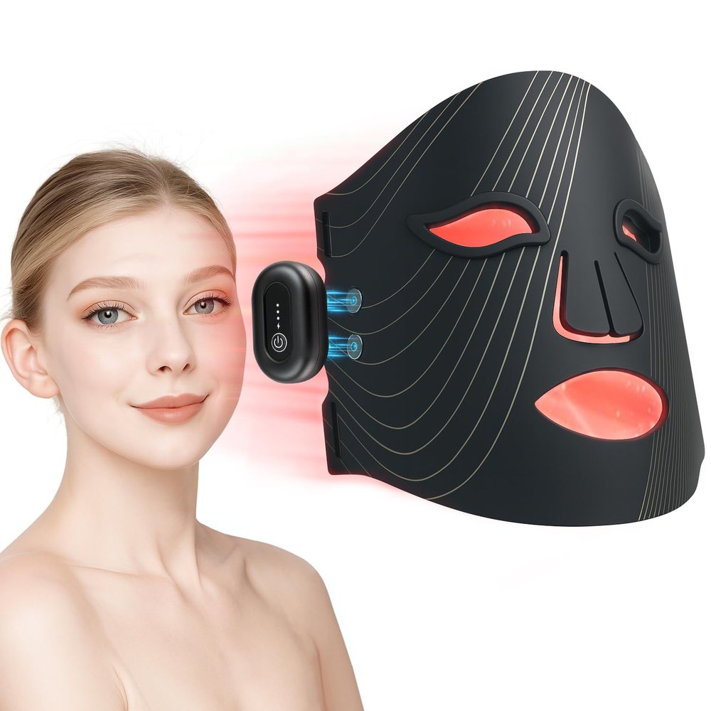 Red Light Therapy Mask for Face, Wireless Facial Skin Care Devices for Skin Rejuvenation with 850nm Near Infrared, Rechargeable and Ergonomic Design for Home & Travel
