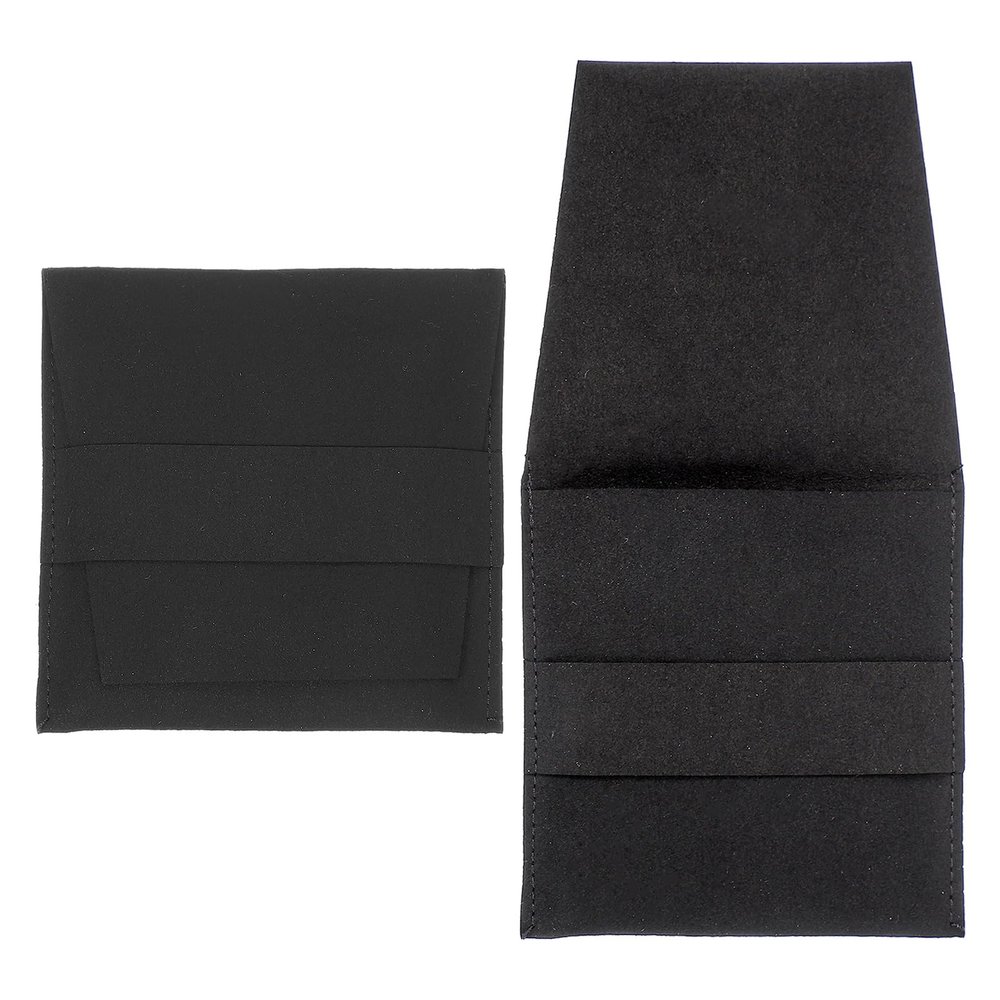 uxcell 2 Pcs Microfiber Jewelry Pouch, 8 x 8cm Jewelry Packaging Bag Small Portable Envelope Style Storage Pouch for Earring Bracelet Necklace Brooches Pendants Packaging, Black