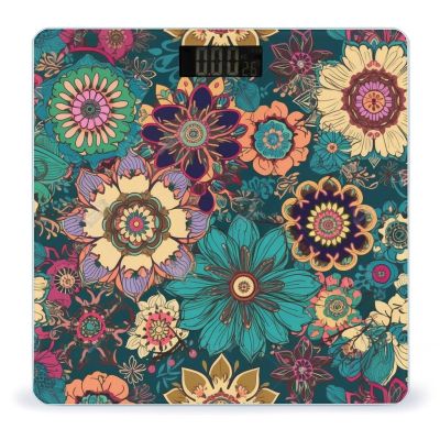 Smart Scale for Body Weight Digital Bathroom Scale Highly Accurate Bohemian Flower Weighing Scale for People Large LCD Screen