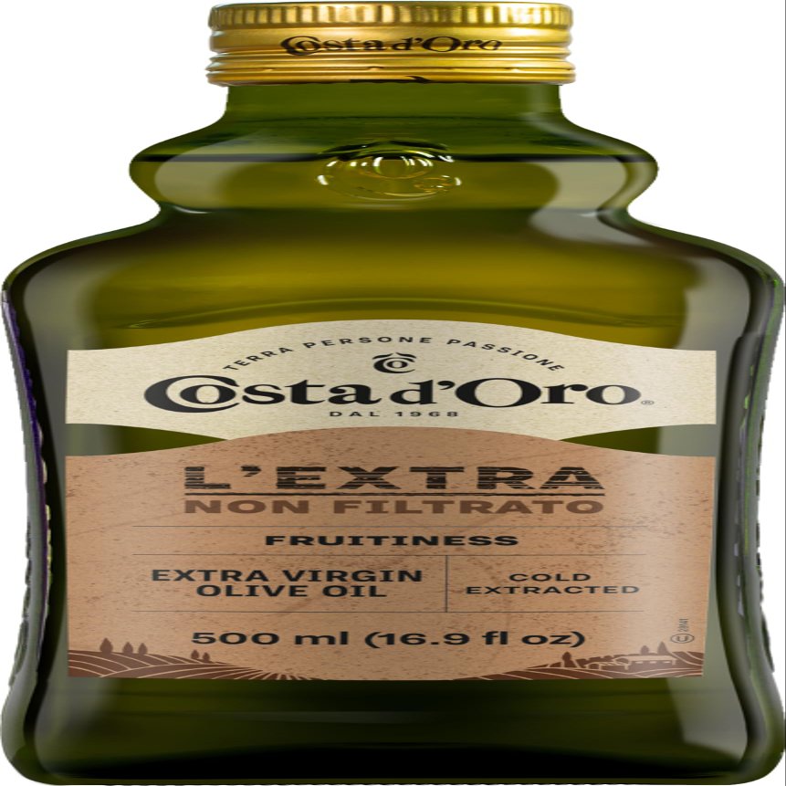 Costa D'Oro - L' EXTRA - UNFILTERED - Extra Virgin Olive Oil, Cold Extracted, Balanced Flavour Suitable for All Recipes and Salad Seasoning - 500 Ml. (16.9 fl OZ)