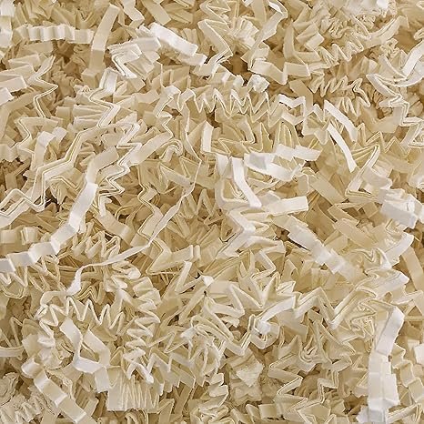 Shunzar Premium Crinkle Cut Paper Filler for Gift Baskets, Boxes, and Crafts, Shredded Paper for Weddings, Birthdays, Holidays, and DIY Projects, (Ivory, 1 lb)