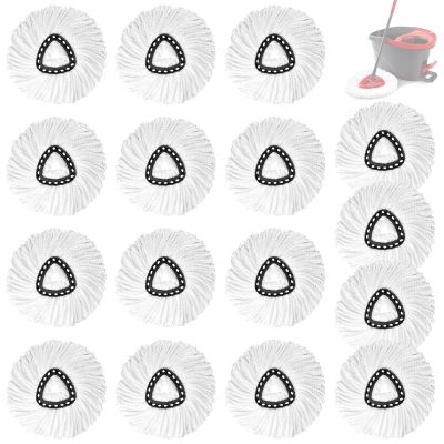16Pack Spin Mop Replacement Heads,Spinning Mop Replace Head for Floor Cleaning, 100% Microfiber Mop Head Replacement Compatible with Triangle Spin Mop Refill for Easy Wring Mop,White