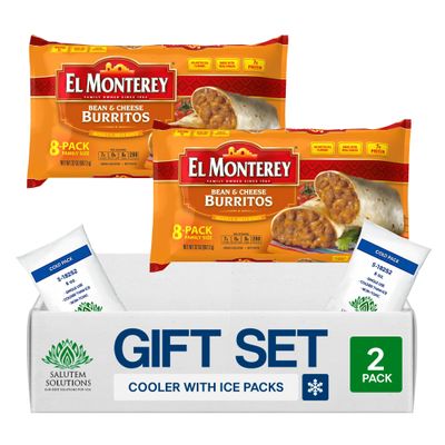 Salutem Vita Bean & Cheese Burritos, Frozen Mexican Food Gift Set Pack of 2