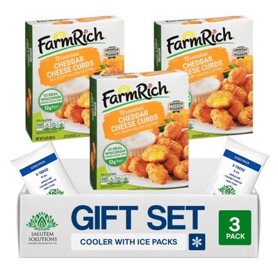 Salutem Vita Breaded Cheddar Cheese Curds Frozen Snacks and Appetizers, Gift Set Pack of 3