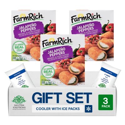 Salutem Vita Breaded Jalapeno Peppers Stuffed with Cream Cheese, Frozen Snacks and Appetizers, Gift Set Pack of 3