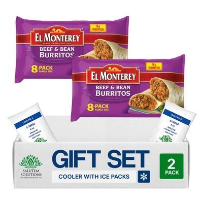 Salutem Vita Beef & Bean Burritos, Frozen Mexican Food Gift Set Pack of 2
