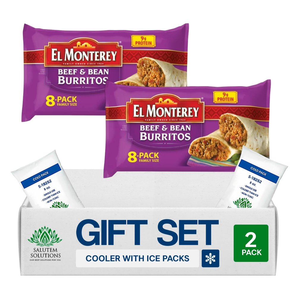 Salutem Vita Beef & Bean Burritos, Frozen Mexican Food Gift Set Pack of 2