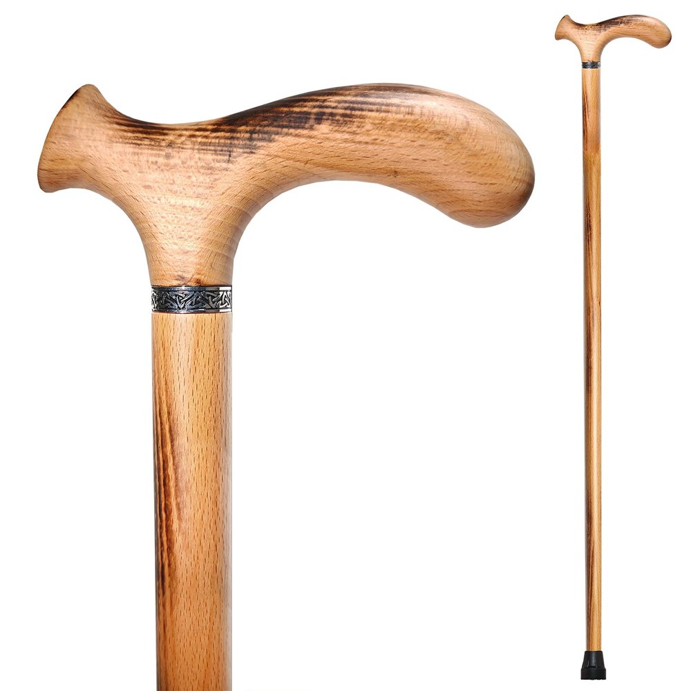 YIVIYAR Wooden Walking Cane for Men & Women & Seniors, Supportive Mobility Aid Wood Walking Cane, Handmade Classic Design with Comfort Grip Handle, Balance Support Wood Stick for Elderly (35 Inch)