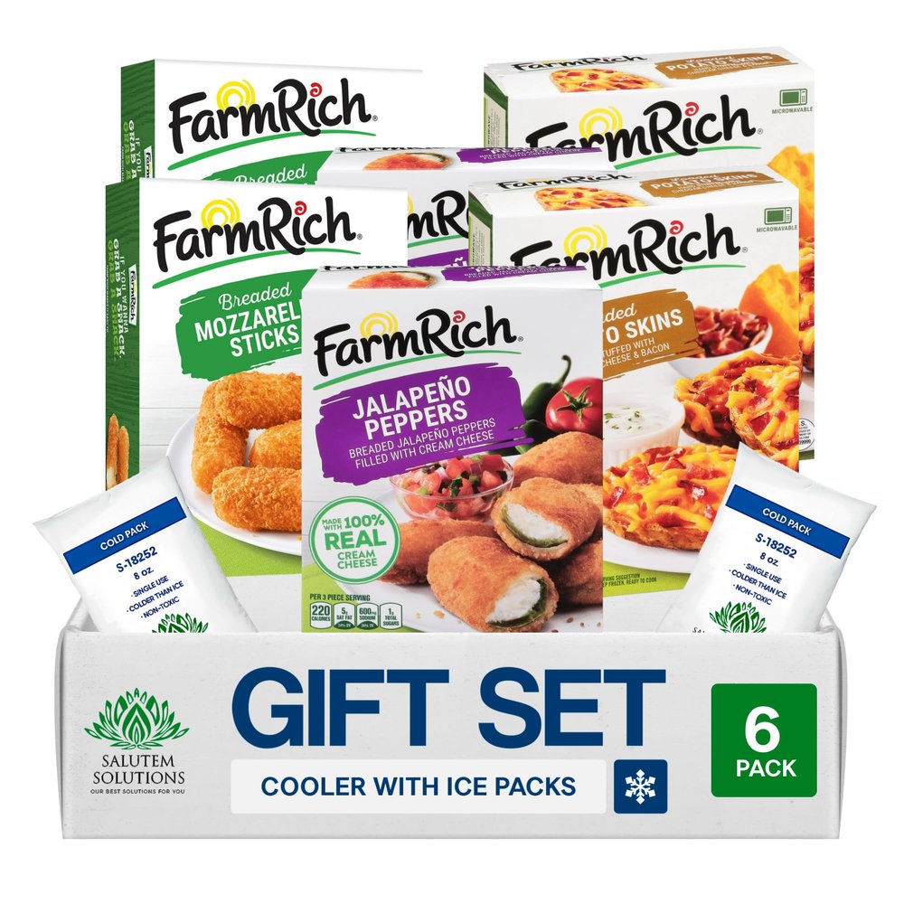 Salutem Vita Party Night Appetizer Sampler Cheese Sticks, Potato Skins & Jalapeo Poppers, 18 oz, Gift Set Pack of 6