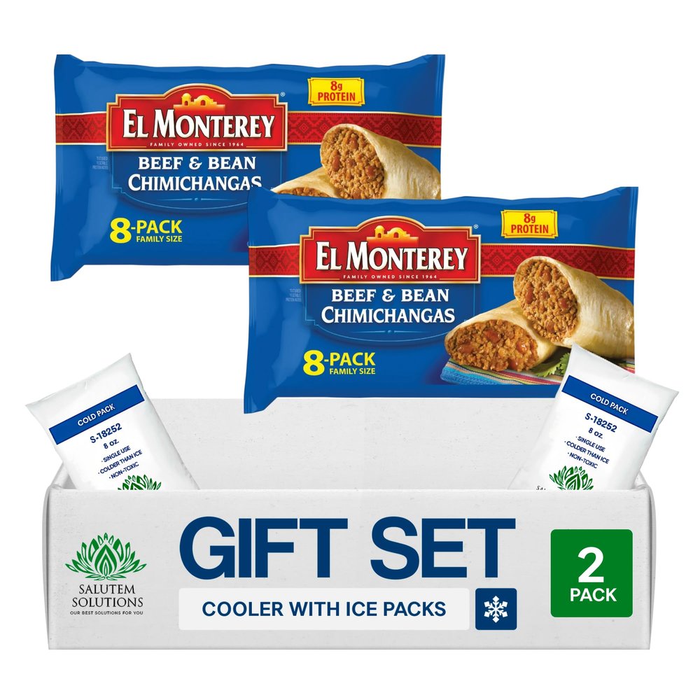 Salutem Vita Beef & Bean Chimichangas, Frozen Mexican Food Gift Set Pack of 2