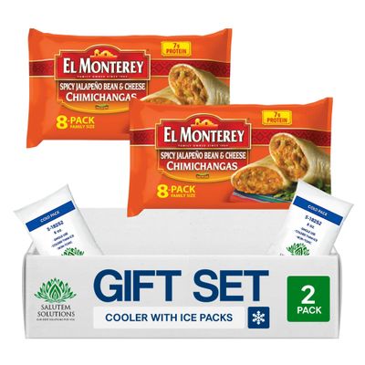 Salutem Vita Spicy Jalapeno Bean and Cheese Chimichangas, Frozen Mexican Food Gift Set Pack of 2