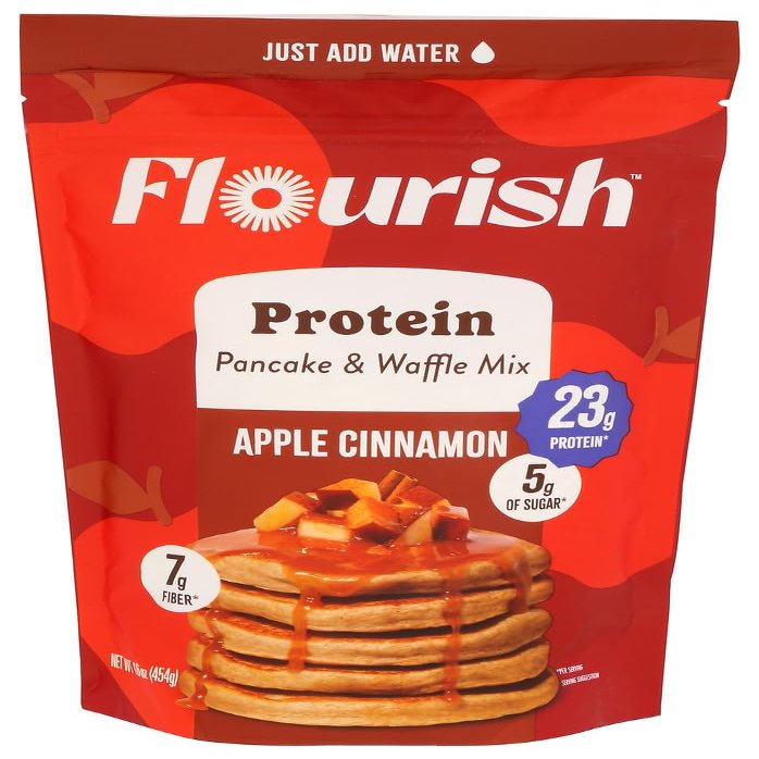 Flourish Pancake Mix Portion Apple Cinnamon 16 oz (Pack of 8)