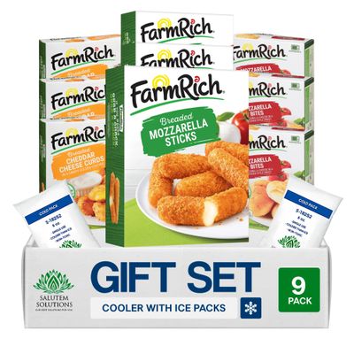 Salutem Vita Cheesy Indulgence Frozen Snack Box Mozzarella, Cheddar Bites & Curds,18 oz, Gift Set Pack of 9