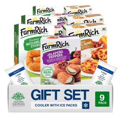 Salutem Vita Party Night Appetizer Sampler Cheese Sticks, Potato Skins & Jalapeo Poppers, 18 oz, Gift Set Pack of 9