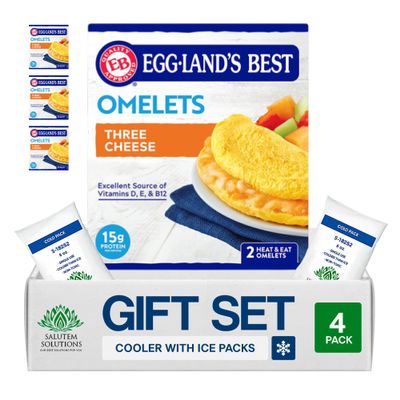 Salutem Vita Three Cheese Omelets, Gourmet Breakfast Gift Set Pack of 4